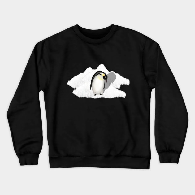 Emperor Penguin on an Ice Patch Crewneck Sweatshirt by ArtAndBliss